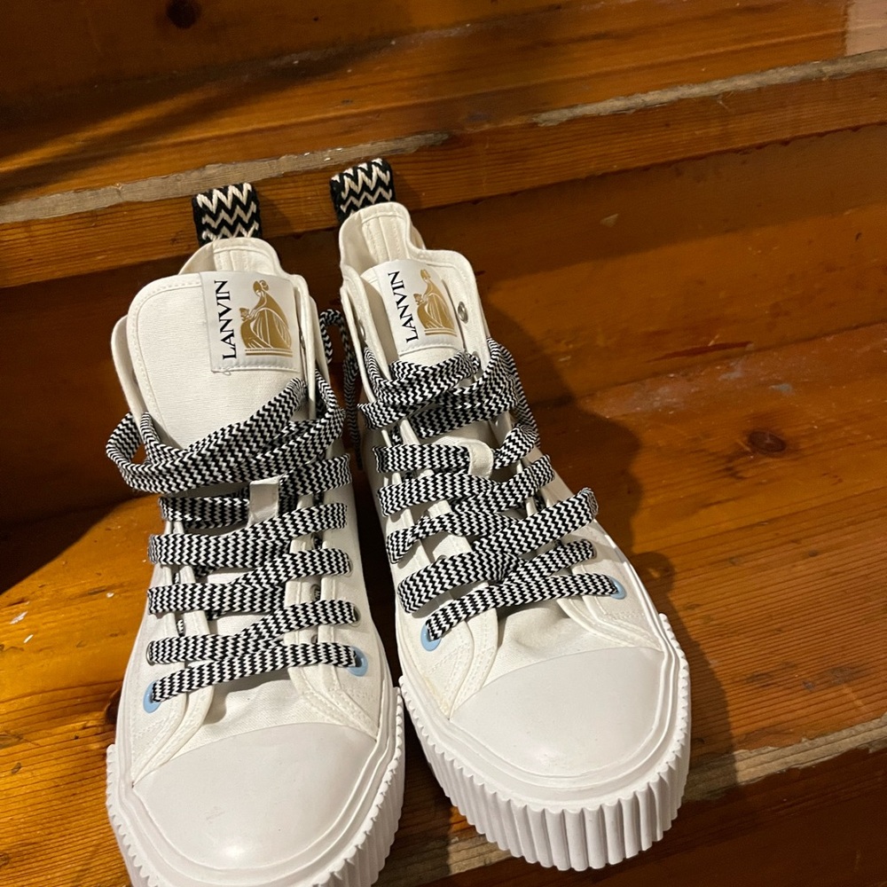 Lanvin White and Black High-Top Sneakers